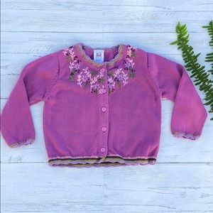April Cornell Purple Flower Sweater